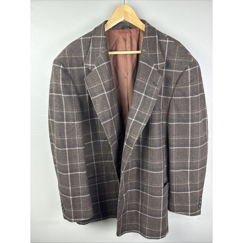 Tommy Hilfiger Size XL Sport Coat Brown Wool Window Pane 3 Button